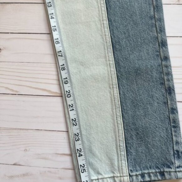 PACSUN 90s Boyfriend Jeans Y2K Retro Two Tone Blue Color Block High Rise size 26 - Picture 10 of 11